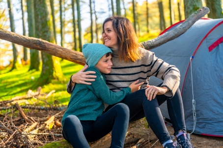 mother and child on a camping trip